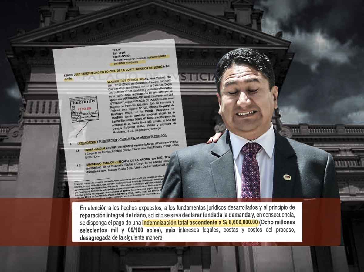 Prófugo Vladimir Cerrón demanda al Estado y pide indemnización por más de ocho millones de soles